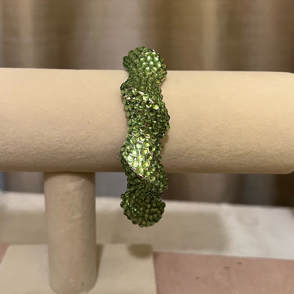 Rhinestone Mint Green Wave Bangle Bracelet NWT
